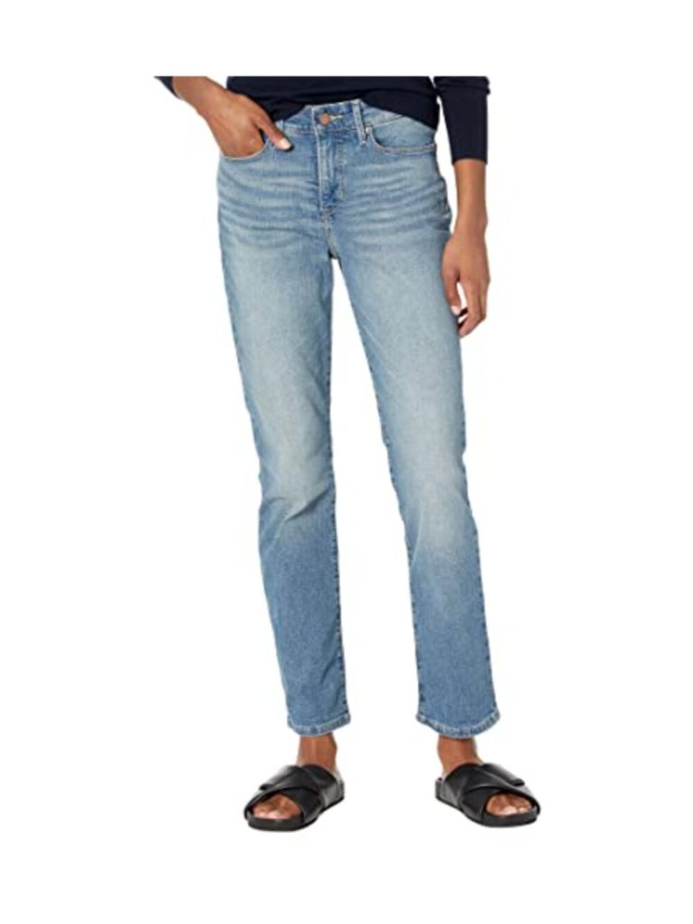 Signature Gold Curvy Totally Shaping Straight Jeans Super Stretch Mid Rise